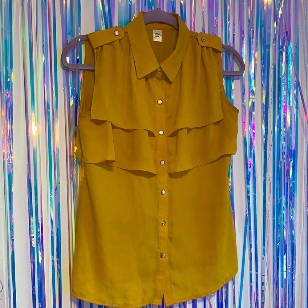 🎉 Mustard Ruffle Blouse